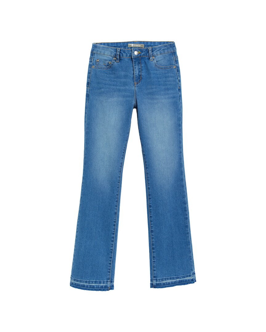 Tractr Jeans Five Pocket Basic Bootcut Pant With Fray Hem