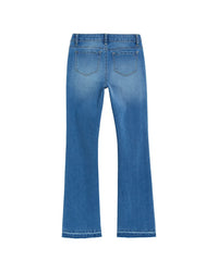 Tractr Jeans Five Pocket Basic Bootcut Pant With Fray Hem
