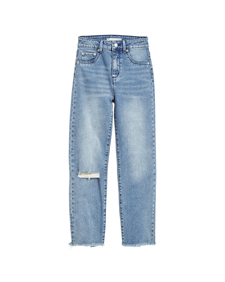 Tractr Jeans Straight Crop Pant With Fray Hem