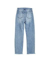 Tractr Jeans Straight Crop Pant With Fray Hem
