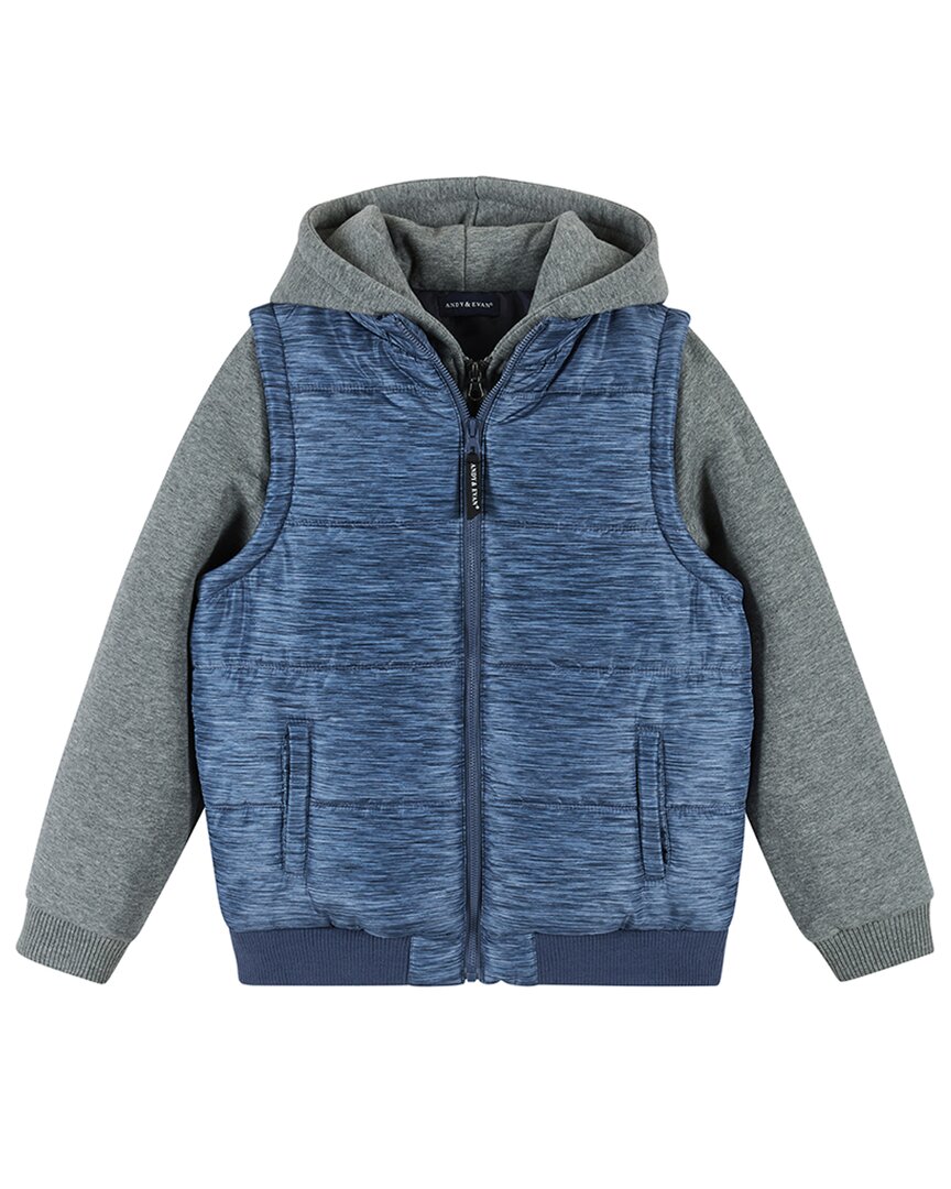 Andy & Evan Hoodie Vest Combo Jacket Blue 0 - 3 M