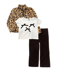 Badgley Mischka Badgley Mischka 3Pc Leopard Jacket, T-Shirt & Pant Set