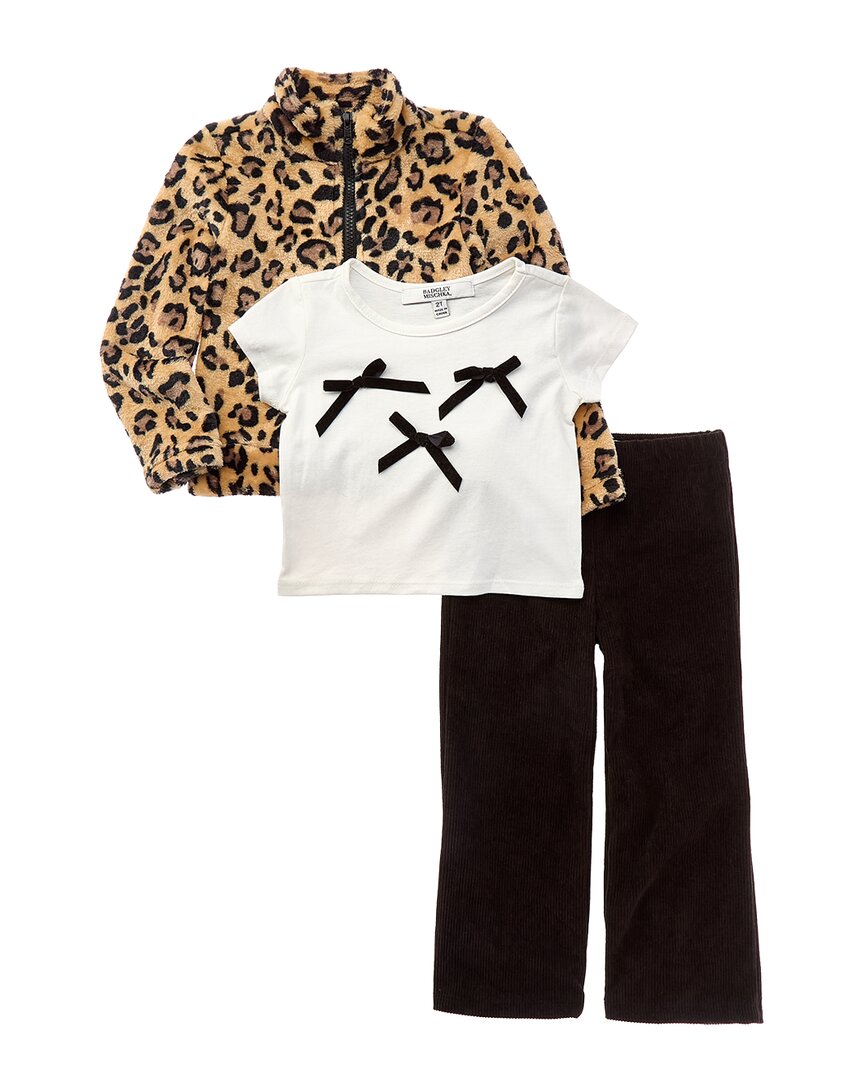 Badgley Mischka Badgley Mischka 3Pc Leopard Jacket, T-Shirt & Pant Set