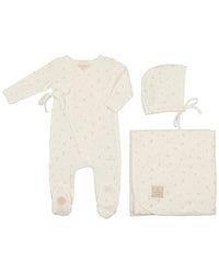 Mon Tresor Leaf Print Wrap Layette Set