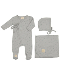 Mon Tresor Leaf Print Wrap Layette Set