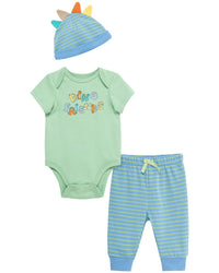 Little Me Dino Fun Bodysuit Set Hat