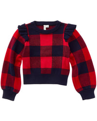 Janie and Jack Janie And Jack Plaid Ruffle Shoulder Sweater