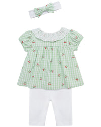 Little Me Cherry Check Set Headband
