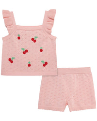 Little Me Cherry Pointelle Knit Set