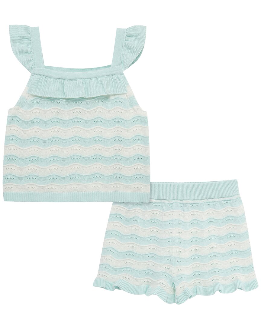 Little Me Little Me Aqua Pointelle Knit Set