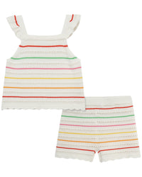 Little Me Thin Stripe Pointelle Knit Set