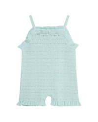 Little Me Aqua Pointelle Knit Romper