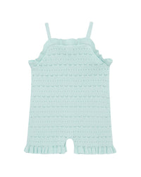 Little Me Aqua Pointelle Knit Romper