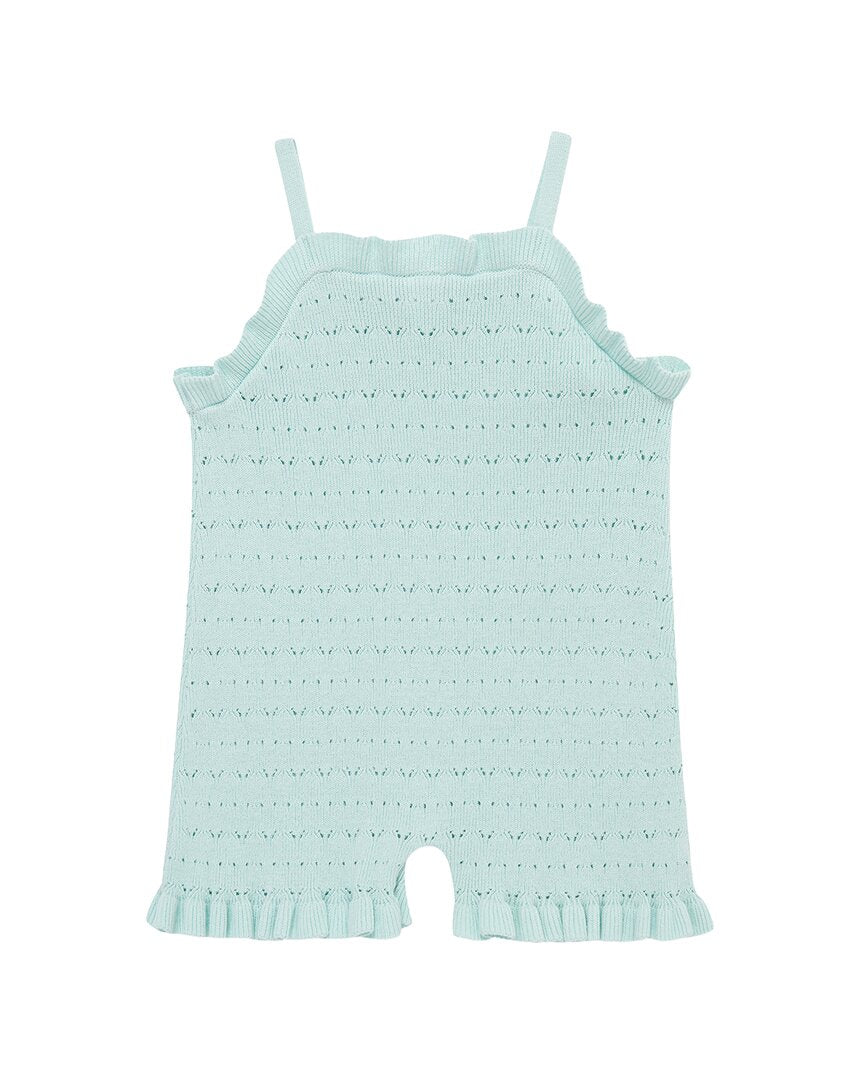 Little Me Aqua Pointelle Knit Romper