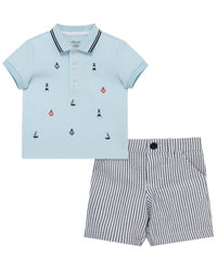 Little Me Nautical Polo Short Set