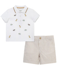 Little Me Safari Polo Short Set