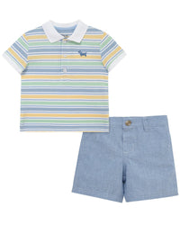 Little Me Puppy Polo Short Set