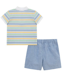 Little Me Puppy Polo Short Set