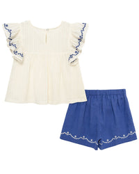 Little Me Blue Floral Woven Play Set