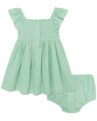 Little Me Green Embroidered Sundress Panty