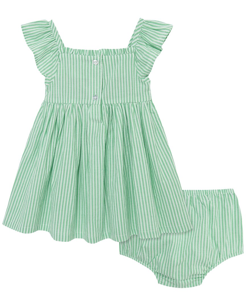 Little Me Green Embroidered Sundress Panty