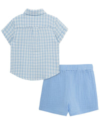Little Me Check Woven Short Set