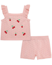 Little Me Cherry Pointelle Knit Set