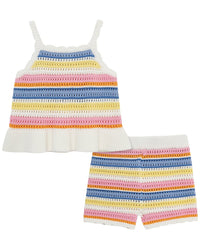 Little Me Fun Stripe Pointelle Knit Set