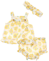Little Me Little Me Sunflower Sunsuit Headband
