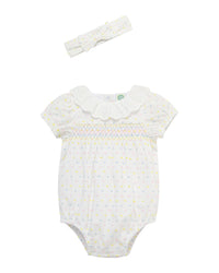 Little Me Smocked Dot Bubble Headband