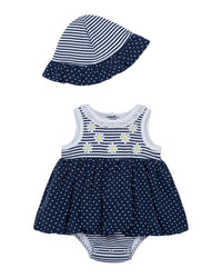 Little Me Navy Daisies Popover Hat