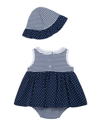 Little Me Navy Daisies Popover Hat