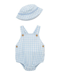 Little Me Check Sunsuit Hat