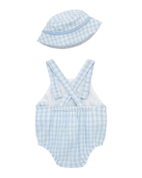 Little Me Check Sunsuit Hat