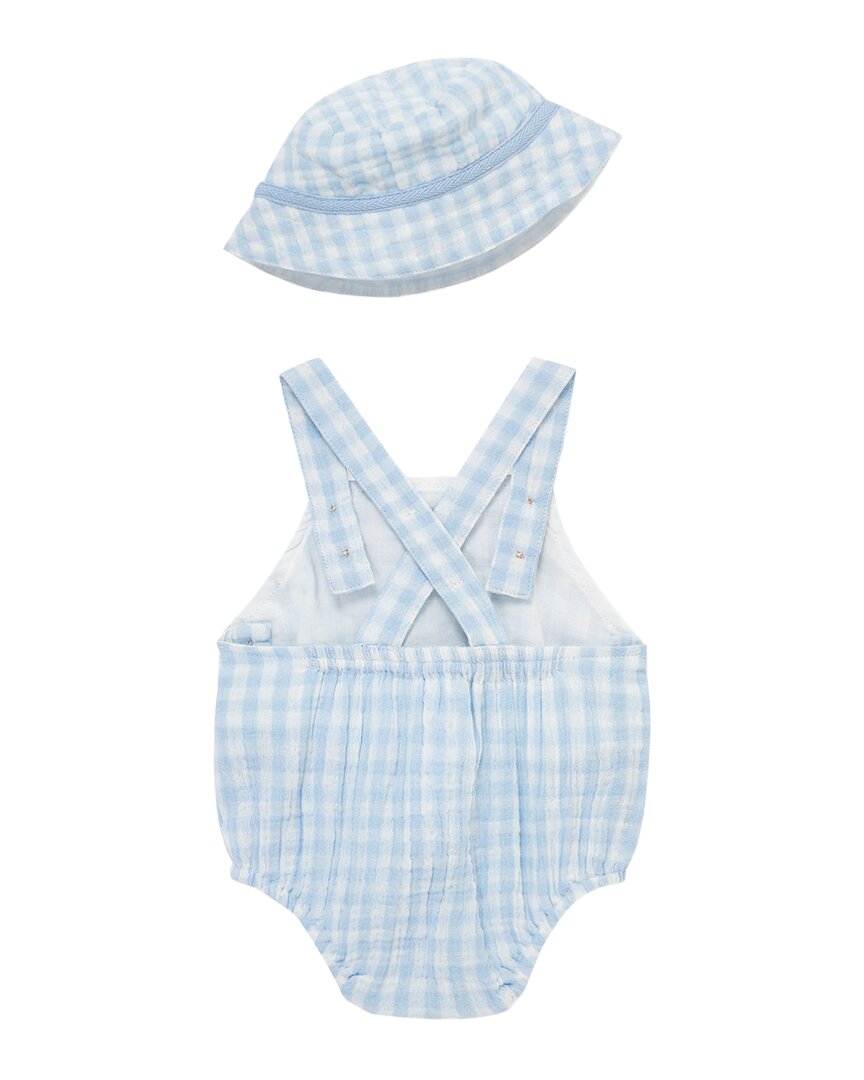 Little Me Check Sunsuit Hat