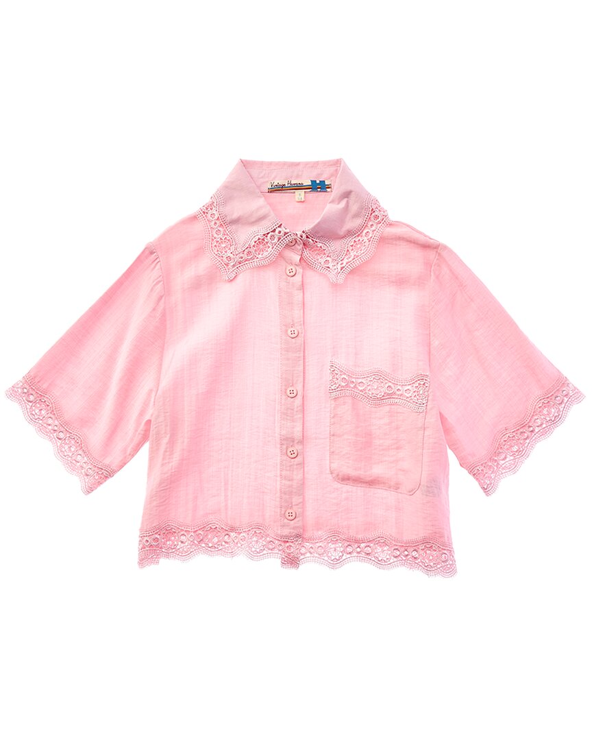 Vintage Havana Vintage Havana Lace Trim Button Up Shirt