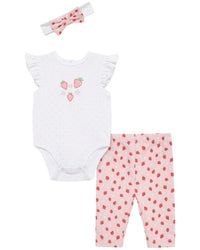 Little Me Strawberry Bodysuit Pant Headband