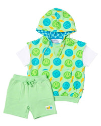 Bums & Roses Bums & Roses Happy Surge Hooded T-Shirt & Shorts Set