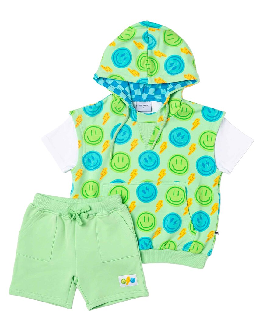 Bums & Roses Bums & Roses Happy Surge Hooded T-Shirt & Shorts Set