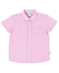 Bums & Roses Bums & Roses Pink Boys Short Sleeve Button Down Shirt