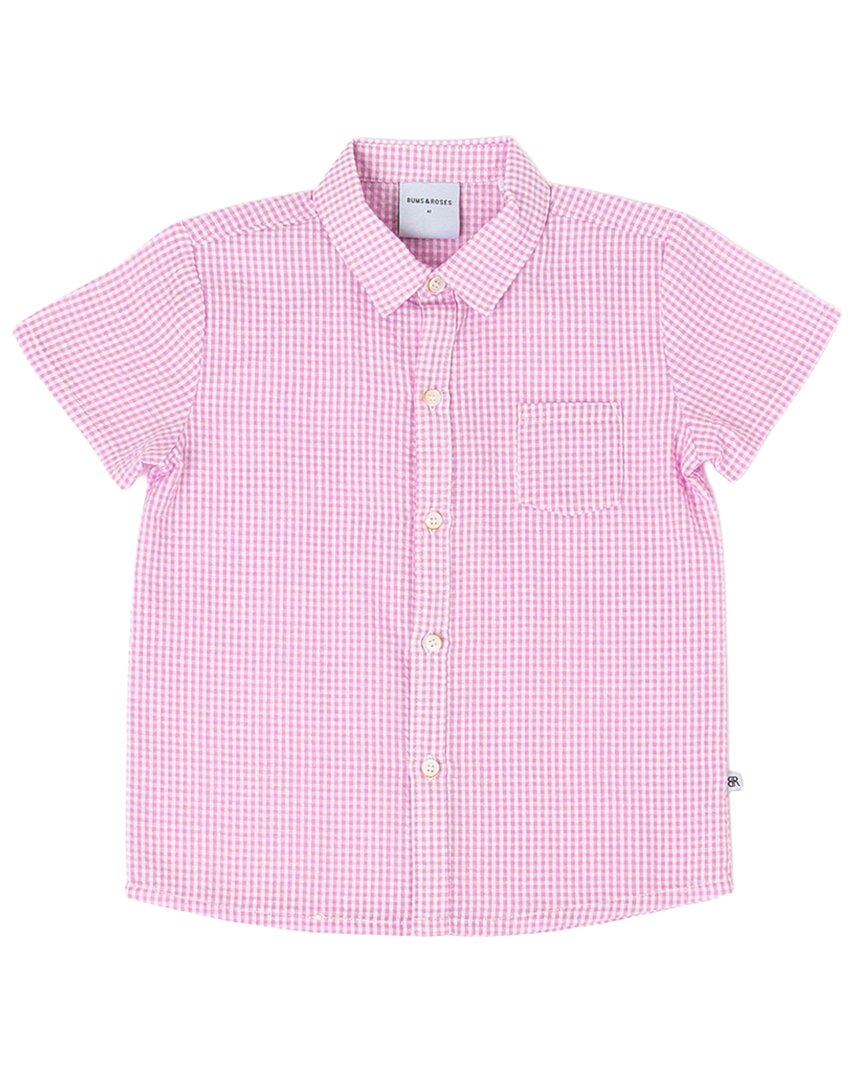 Bums & Roses Bums & Roses Pink Boys Short Sleeve Button Down Shirt