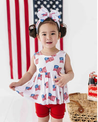 Bums & Roses Bums & Roses Red White & Cute Sleeveless Peplum Tee