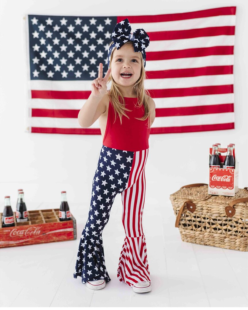 Bums & Roses Bums & Roses Stars & Stripes Overall Backless Romper