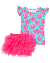 Bums & Roses Bums & Roses Talk To The Shell Short Sleeve Top Set