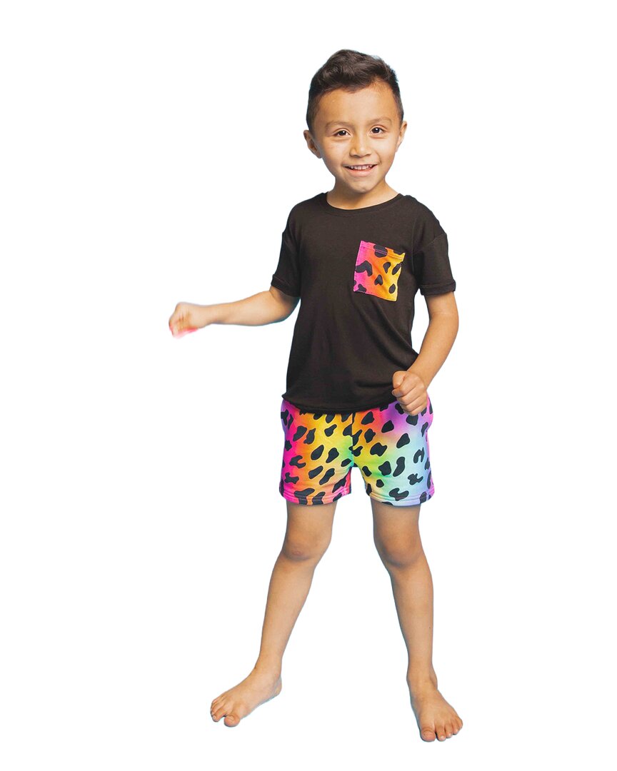 Bums & Roses Bums & Roses 2Pc Wild About Hue Short Sleeve Pocket T-Shirt & Short Set