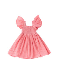 Shade Critters Gauze Girls Smocked Flutter Dress