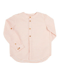 Pepa London Pepa London Striped Mao Collar Linen-Blend Shirt