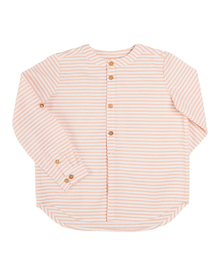 Pepa London Pepa London Striped Mao Collar Linen-Blend Shirt