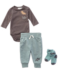 Adley & Hudson Adley & Hudson 3Pc Bodysuit, Pant & Sock Set