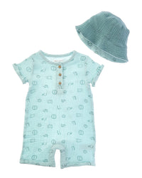 Adley & Hudson Adley & Hudson 2Pc Romper & Hat Set